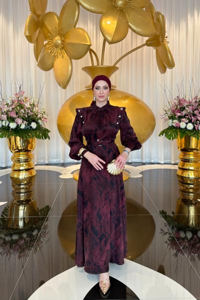 Şengül Elbise Bordo Bordo