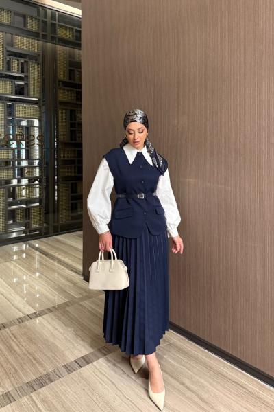 Serap Etekli Takım Lacivert Lacivert