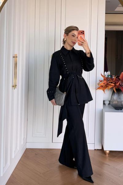 Serra Pantolonlu Takım Siyah Siyah