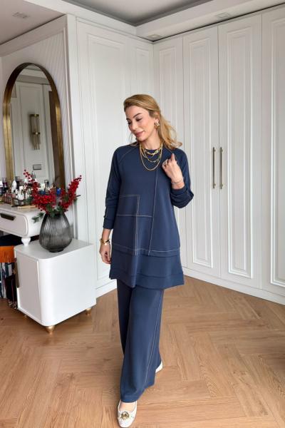 Sevim Pantolonlu Takım Lacivert LACİVERT