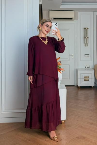 Sevinç Etekli Takım Bordo BORDO