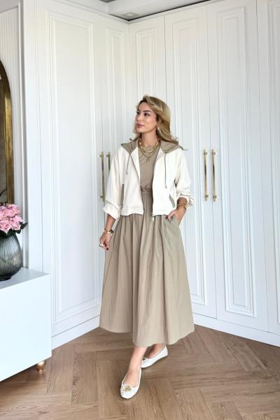 Sıdıka Elbise Bej Bej