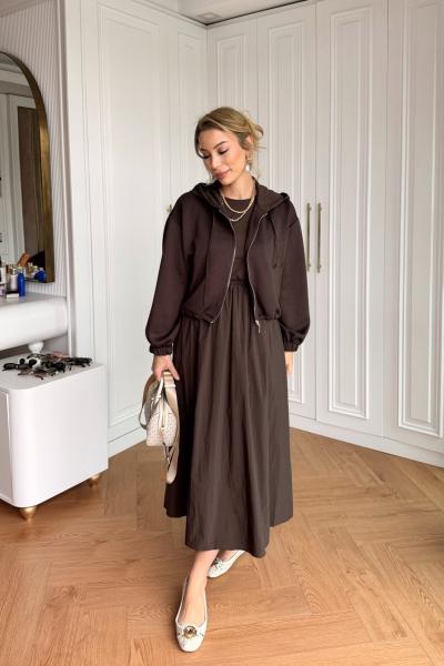 Sıdıka Elbise Kahverengi Kahverengi