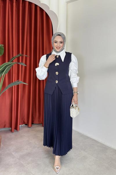 Sıla Etekli Takım Lacivert Lacivert