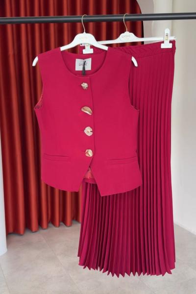 Sıla Etekli Takım Kırmızı Kırmızı