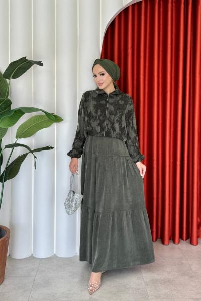 Sinem Elbise Takım Haki Haki