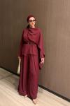 Songül Pantolonlu Takım Bordo BORDO