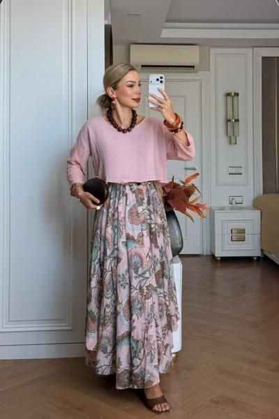 Şükriye Elbise Takım Pembe  PEMBE