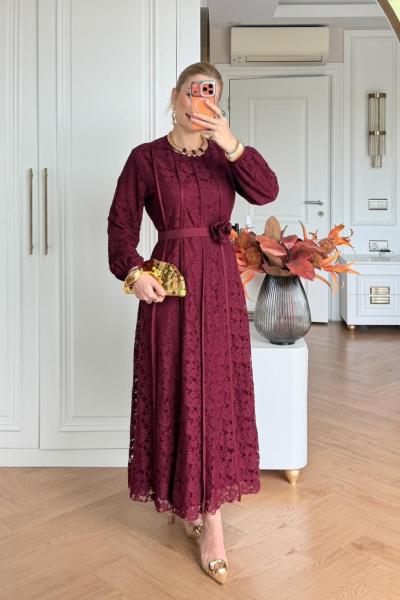 Sümbül Elbise Bordo  BORDO