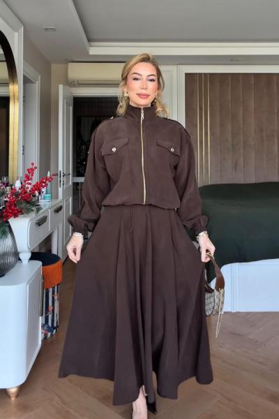 Sümeyra Etekli Takım Acı Kahve Acı Kahve