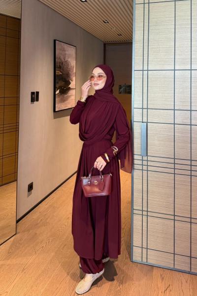 Tülin Pantolon Takım Bordo  BORDO