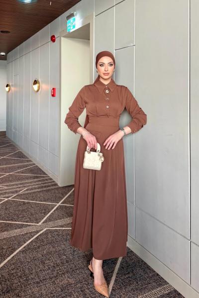 Türkan Elbise Kahverengi Kahverengi