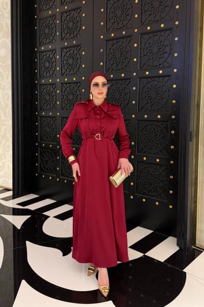 Ülkü Elbise Bordo Bordo