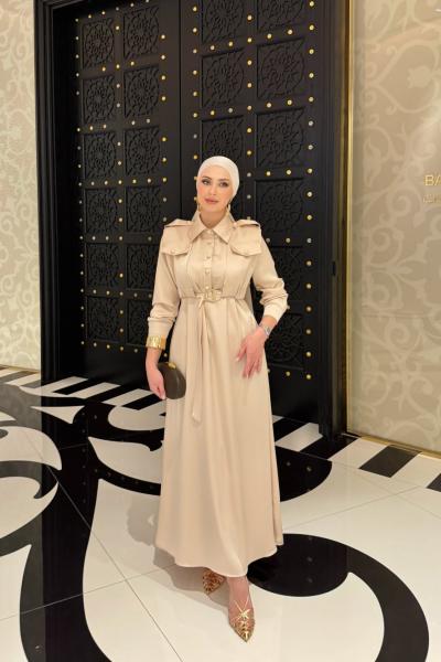 Ülkü Elbise Krem Krem