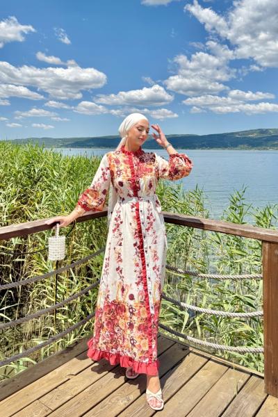 Ümmühan Elbise Kırmızı Kırmızı