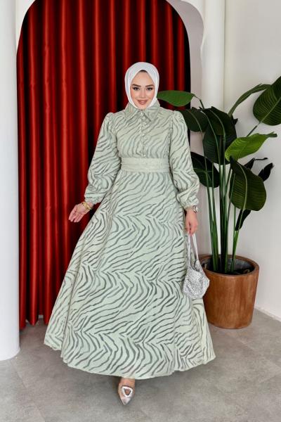 Ünzile Elbise Yeşil Yeşil