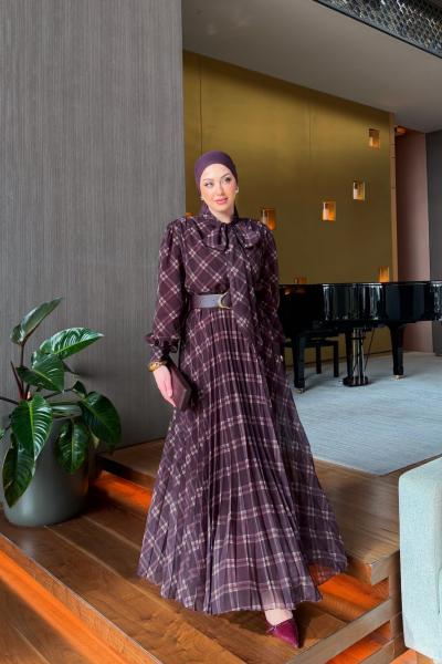 Yıldız Elbise Mürdüm  Mürdüm