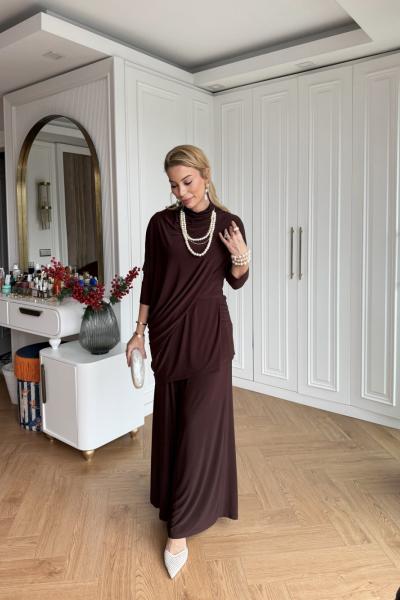 Yonca Pantolon Takım Acı Kahve Acı Kahve