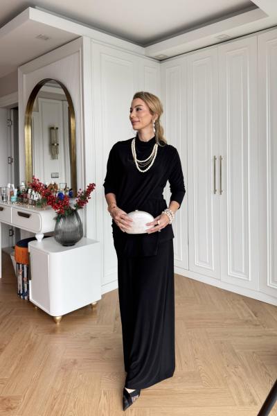 Yonca Pantolon Takım Siyah Siyah