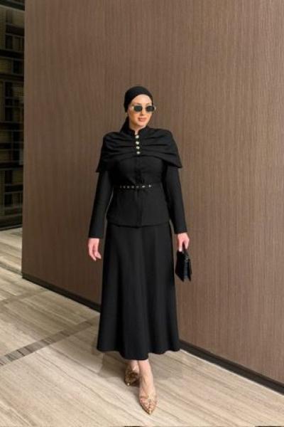 Zeliha Etekli Takım Siyah Siyah