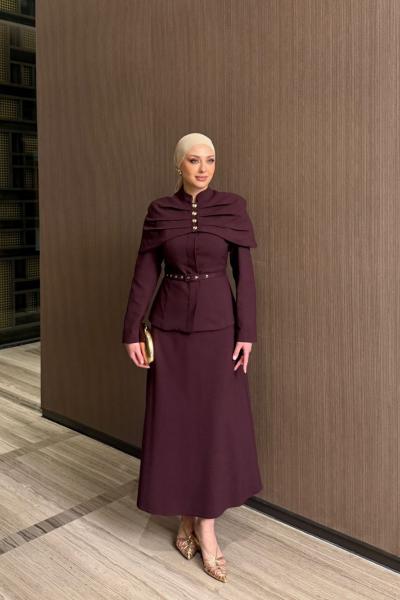 Zeliha Etekli Takım Bordo BORDO