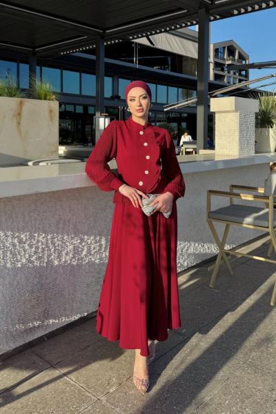 Zeliha Takım Bordo Bordo