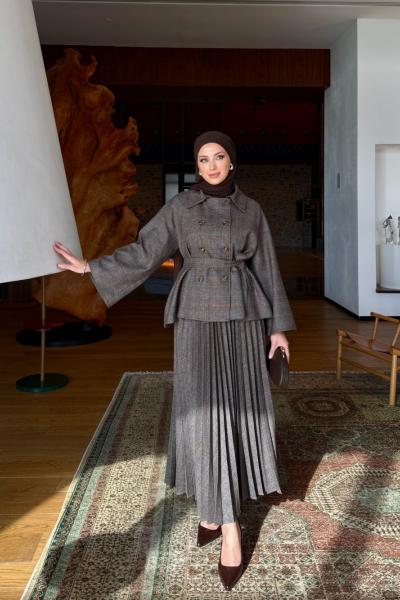 Zübeyde  Etekli Takım Kahverengi Kahverengi