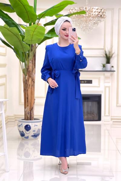 Grace Kuşaklı Elbise Saks