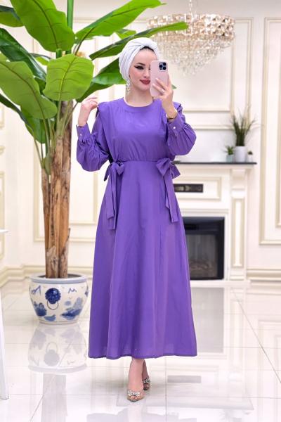 Grace Kuşaklı Elbise Lila