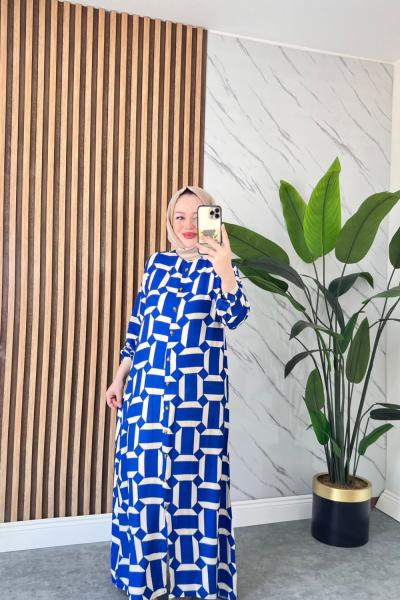 Ravza Pamuklu Viskon Elbise