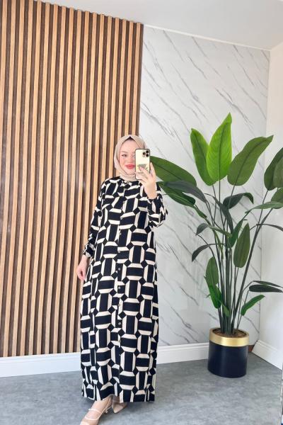 Ravza Pamuklu Viskon Elbise