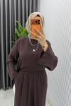 Acı Kahve Cansu Müslin Kumaş Tesettür Takım