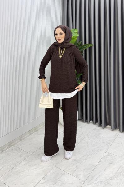 Acı kahve Zeyzey Takım Tesettür Giyim