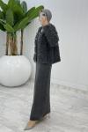 Antrasit Başak Triko Takım Tesettür Giyim