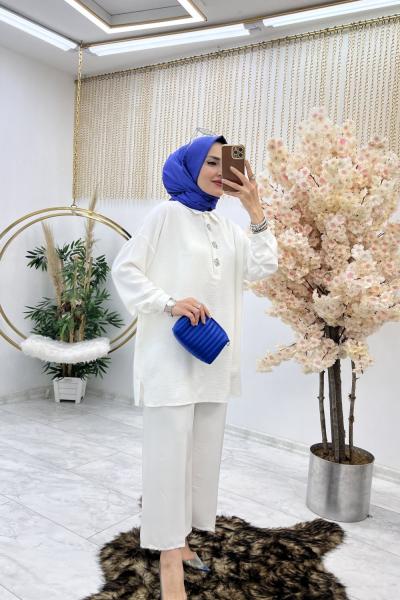 Beyaz Helin Tunik Tesettür Giyim