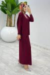 Bordo Asimetrik Takım Tesettür Giyim