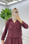 Bordo Delal Etek Takım Tesettür Giyim