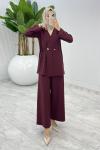 Bordo Güler Pantolonlu Takım Tesettür Giyim