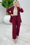 Bordo Hande Ceket Takım Tesettür Giyim