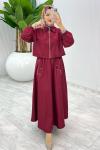 Bordo Premium Nefis Etek Takım Tesettür Giyim