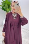 Bordo Premıum Melek Abaya Takım Tesettür Giyim