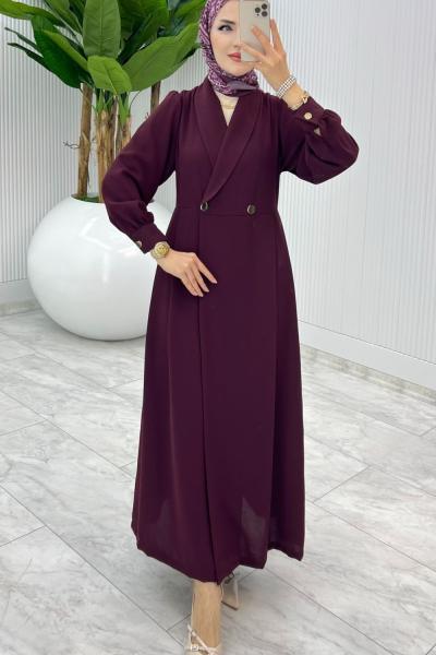 Bordo Premium Lal Ferace Elbise Tesettür Giyim