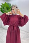 Bordo Premium Yarasa Etek Takım Tesettür Giyim
