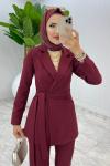 Bordo Premium Astarlı Klas Takım Tesettür Giyim
