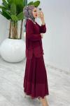 Bordo Premium Aksu Etek Takım Tesettür Giyim