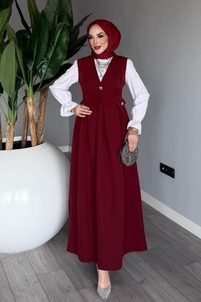 Bordo Premium Zehra Jile Tesettür Giyim
