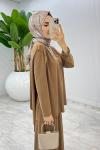 Camel Asimetrik Takım Tesettür Giyim