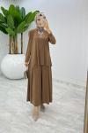 Camel Asimetrik Takım Tesettür Giyim