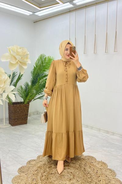 Camel Şerife Elbise Tesettür Giyim