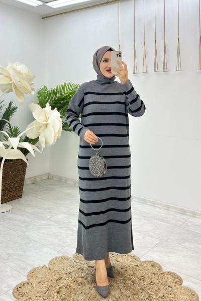 Füme Ülkü Triko Elbise Tesettür Giyim